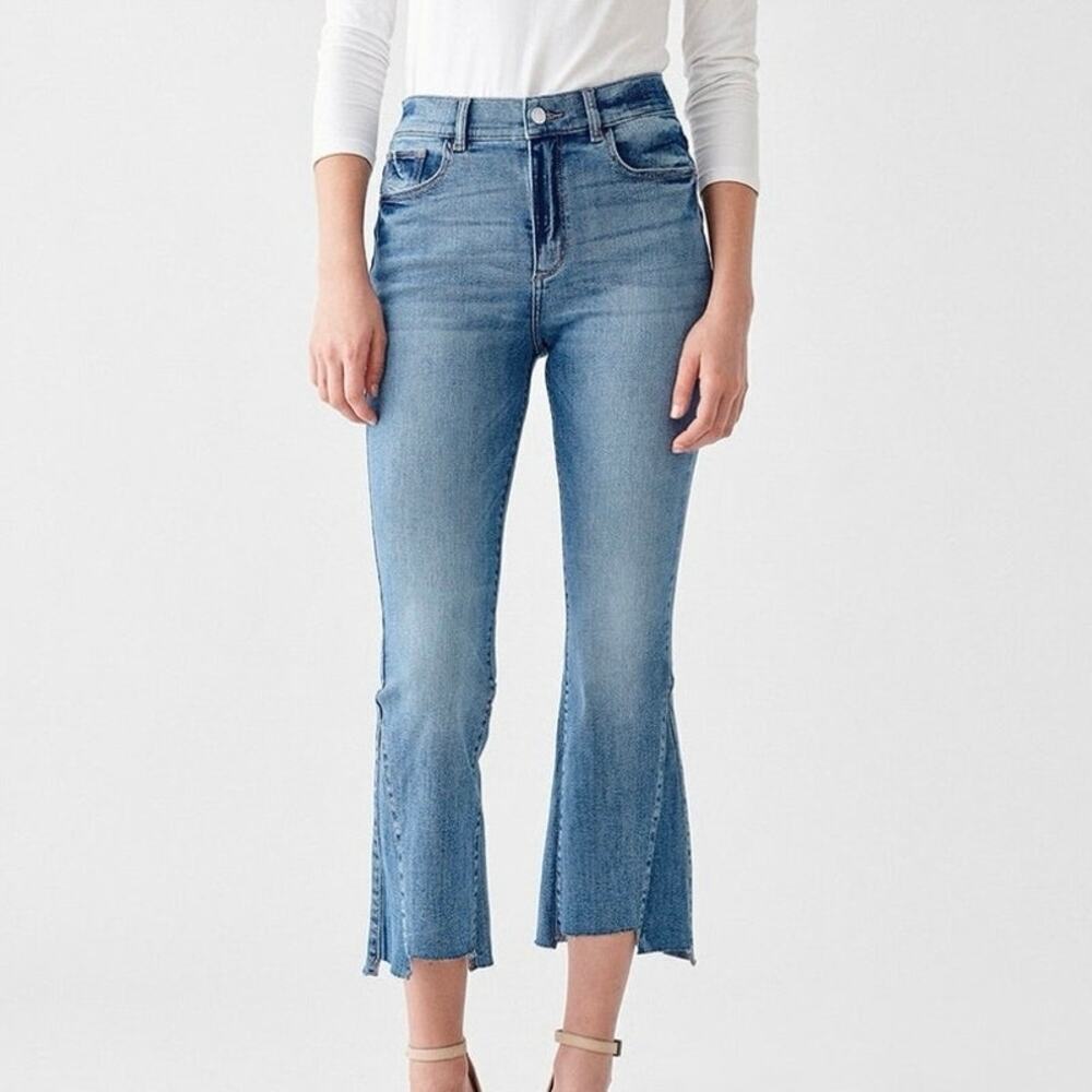 DL1961 Bridget Crop Bootcut Jeans Ludgate Blue Raw Hem 26